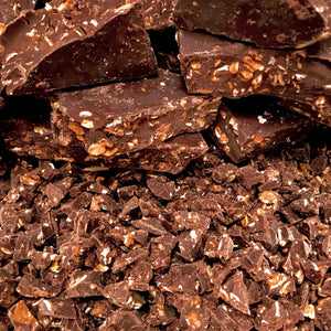 Mound of organic dark chocolate